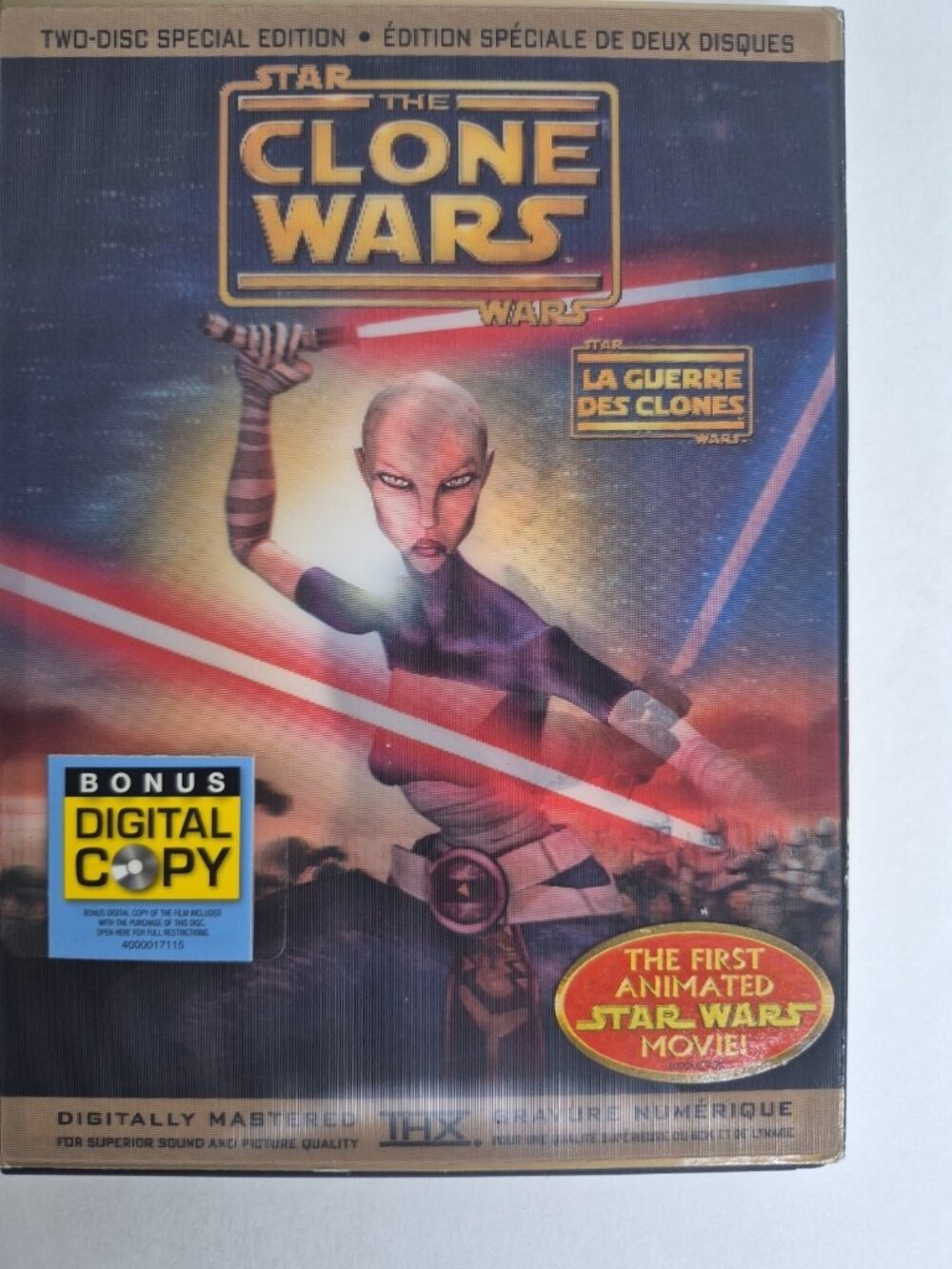 Star Wars: The Clone Wars (DVD, 2008, 2-Disc Special Edition) With Holo Sleeve